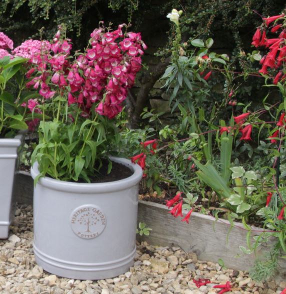 blue heritage garden pots